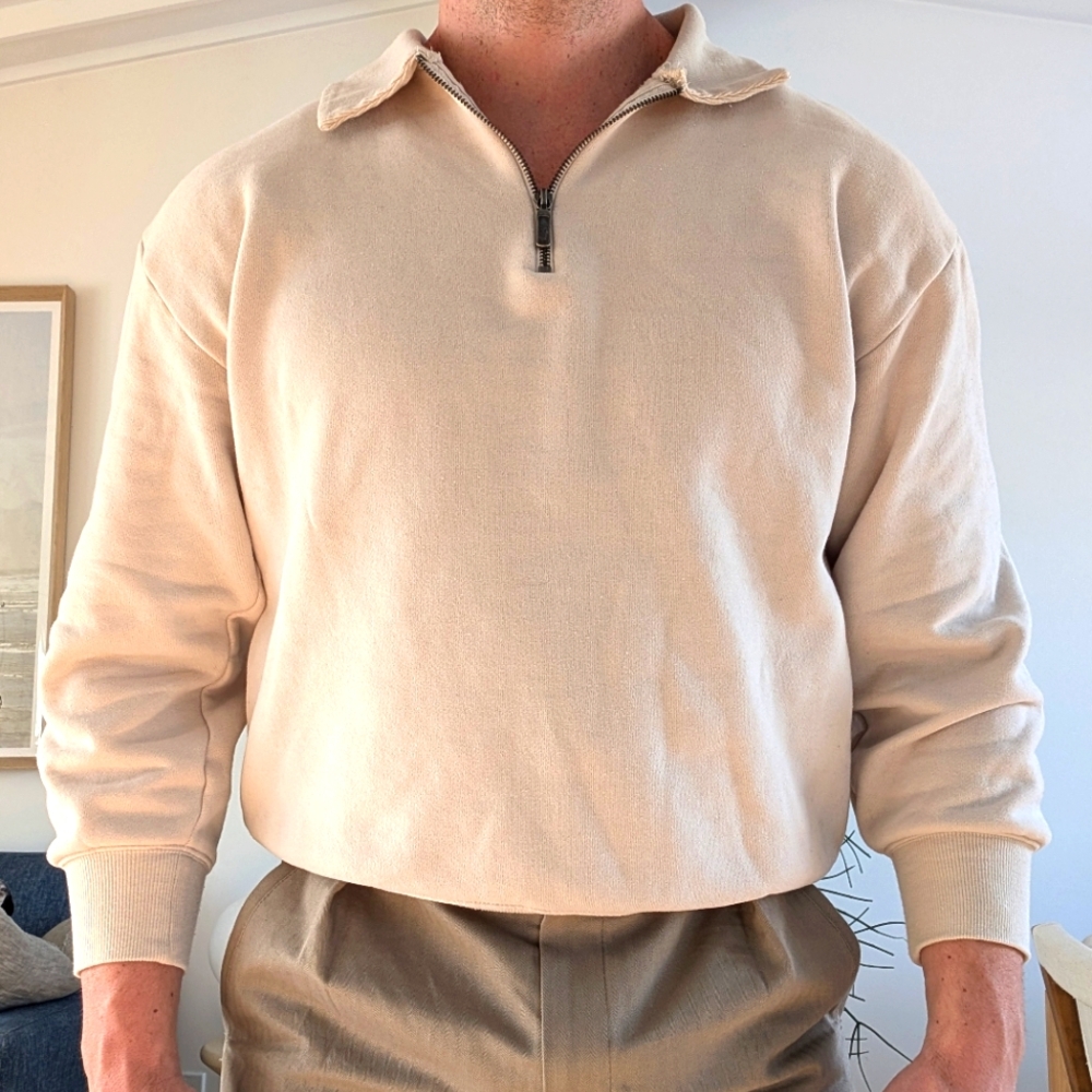 Oak + Fort Cream Quarter-Zip Pullover